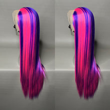 Load image into Gallery viewer, CHESHIRE Custom Colored Lace Front Wig (Large Cap, 13x3 Lace Front, Violet w/Neon Pink Hi Lights) MADE TO ORDER