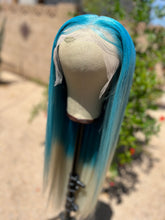 Load image into Gallery viewer, BLUE ICEE Custom Colored HUMAN HAIR Lace Front Wig (13x6 lace front, 32 inch length) MADE TO ORDER 2-4 Week Estimated Turnaround Timeframe