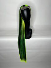 Load image into Gallery viewer, BEETLEJUICE Custom Colored Lace Front Wig (Large Cap, 13x3 Lace Front, Black w/Neon Green Hi Lights) MADE TO ORDER
