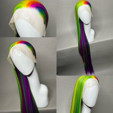 Load image into Gallery viewer, LISA FRANK Custom Colored Lace Front Wig (Large Cap, 13x4 lace front, Vibrant Rainbow) MADE TO ORDER