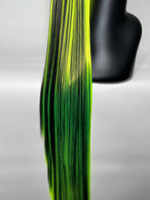 Load image into Gallery viewer, BEETLEJUICE Custom Colored Lace Front Wig (Large Cap, 13x3 Lace Front, Black w/Neon Green Hi Lights) MADE TO ORDER