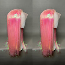 Load image into Gallery viewer, GLOSSY PURR Custom Colored Lace Front Wig (Medium Cap, Pink Tinsel, 24 inch length) READY TO SHIP