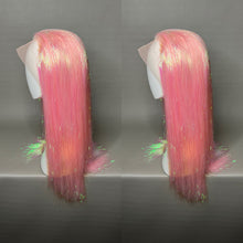 Load image into Gallery viewer, GLOSSY PURR Custom Colored Lace Front Wig (Medium Cap, Pink Tinsel, 24 inch length) READY TO SHIP