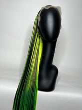 Load image into Gallery viewer, BEETLEJUICE Custom Colored Lace Front Wig (Large Cap, 13x3 Lace Front, Black w/Neon Green Hi Lights) MADE TO ORDER