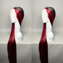 Load image into Gallery viewer, XXXPLICIT Custom Colored Lace Front Wig (Large Cap, Black w/Red Hi Lights, 40 inch length) READY TO SHIP