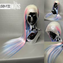 Load image into Gallery viewer, TRANSCEND Custom Colored Lace Front Wig (Large Cap, 13x3 Lace Front, White w/Pastel Pink & Pastel Blue Low Lights) MADE TO ORDER