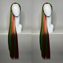 Load image into Gallery viewer, XXXMAS Custom Colored Lace Front Wig (Large Cap, Red w/Green Hi Lights, 40 inch length) READY TO SHIP