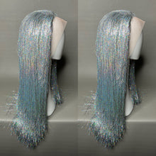 Load image into Gallery viewer, MERCURY Custom Colored Lace Front Wig (Medium Cap, Silver Tinsel, 24 inch length) READY TO SHIP