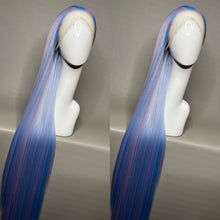 Load image into Gallery viewer, TWINKLE Custom Colored Lace Front Wig (Large Cap, Lavender w/Pastel Blue Hi Lights, 40 inch length) READY TO SHIP