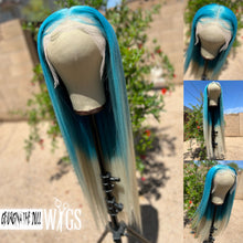 Load image into Gallery viewer, BLUE ICEE Custom Colored HUMAN HAIR Lace Front Wig (13x6 lace front, 32 inch length) MADE TO ORDER 2-4 Week Estimated Turnaround Timeframe