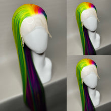 Load image into Gallery viewer, LISA FRANK Custom Colored Lace Front Wig (Large Cap, 13x4 lace front, Vibrant Rainbow) MADE TO ORDER