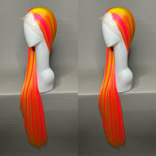 Load image into Gallery viewer, OMG SURPRISE! Custom Colored Lace Front Wig (Large Cap, Neon Pink w/Yellow Hi Lights, 40 inch length) READY TO SHIP