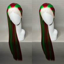 Load image into Gallery viewer, XXXMAS Custom Colored Lace Front Wig (Large Cap, Red w/Green Hi Lights, 40 inch length) READY TO SHIP