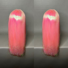 Load image into Gallery viewer, GLOSSY PURR Custom Colored Lace Front Wig (Medium Cap, Pink Tinsel, 24 inch length) READY TO SHIP