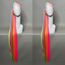 Load image into Gallery viewer, KAWAII QT Custom Colored Lace Front Wig (Large Cap, Split Dye Half Bubble Gum Pink/Half Pastel Rainbow, 40 inch length) READY TO SHIP