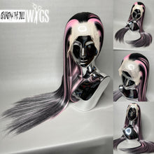 Load image into Gallery viewer, VAMPIRE HEART Custom Colored Lace Front Wig (Large Cap, 13x3 Lace Front, Black w/Pastel Pink Hi Lights) MADE TO ORDER