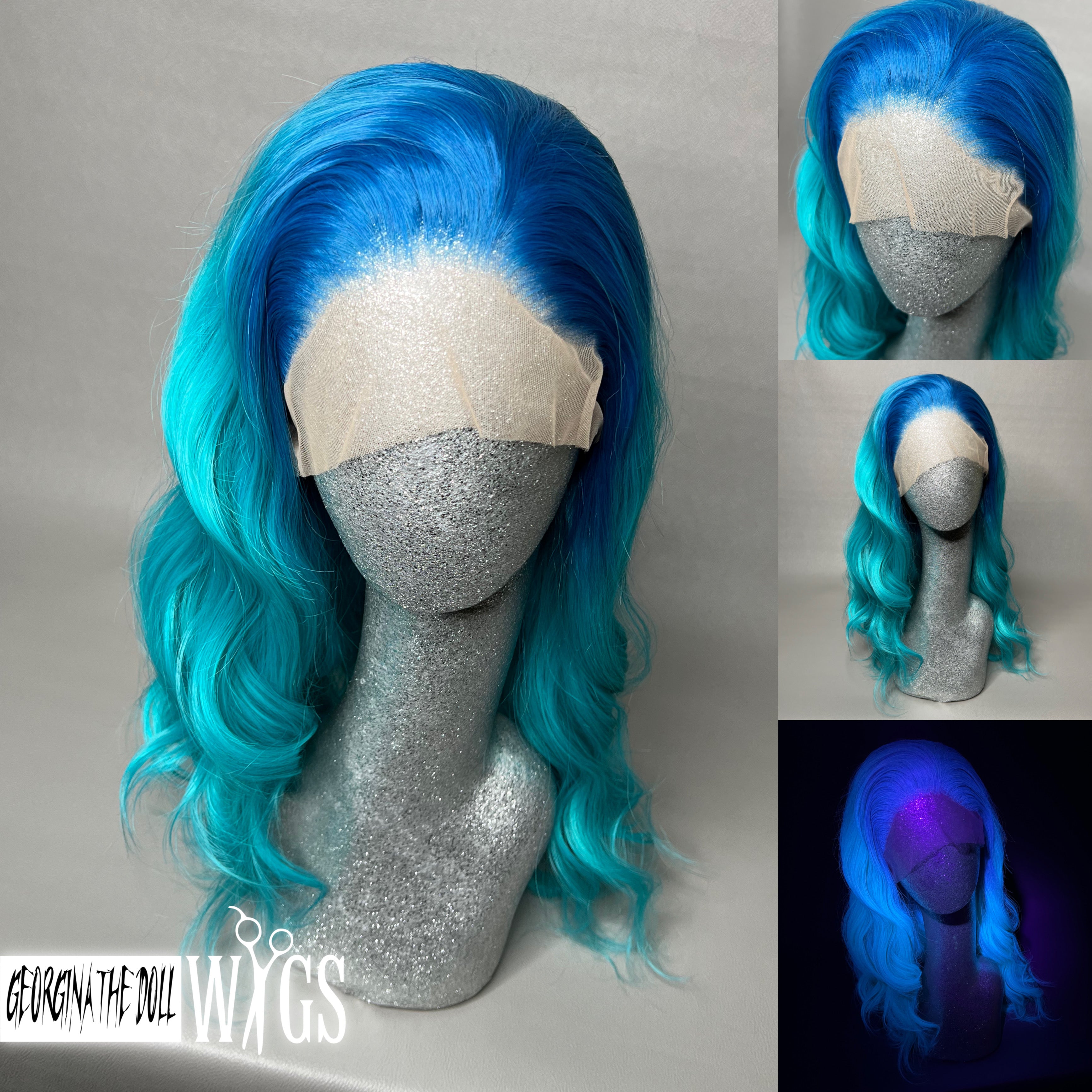 CERULEAN Custom Colored Lace Front Wig (Large Cap, Aqua Blue 