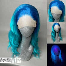 Load image into Gallery viewer, CERULEAN Custom Colored Lace Front Wig (Large Cap, Aqua Blue/Seafoam Blue Ombre, 24 inch length) READY TO SHIP
