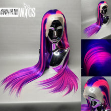 Load image into Gallery viewer, CHESHIRE Custom Colored Lace Front Wig (Large Cap, 13x3 Lace Front, Violet w/Neon Pink Hi Lights) MADE TO ORDER