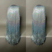 Load image into Gallery viewer, MERCURY Custom Colored Lace Front Wig (Medium Cap, Silver Tinsel, 24 inch length) READY TO SHIP