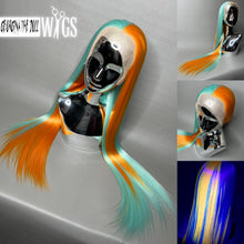 Load image into Gallery viewer, 911 Custom Colored Lace Front Wig (Large Cap, Mirror Split Dye Half Neon Citrus/Half Mint, 24 inch length) READY TO SHIP