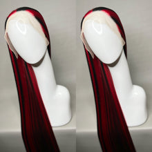 Load image into Gallery viewer, XXXPLICIT Custom Colored Lace Front Wig (Large Cap, Black w/Red Hi Lights, 40 inch length) READY TO SHIP
