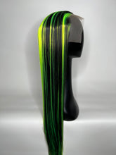 Load image into Gallery viewer, BEETLEJUICE Custom Colored Lace Front Wig (Large Cap, 13x3 Lace Front, Black w/Neon Green Hi Lights) MADE TO ORDER