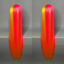 Load image into Gallery viewer, OMG SURPRISE! Custom Colored Lace Front Wig (Large Cap, Neon Pink w/Yellow Hi Lights, 40 inch length) READY TO SHIP
