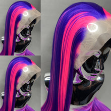 Load image into Gallery viewer, CHESHIRE Custom Colored Lace Front Wig (Large Cap, 13x3 Lace Front, Violet w/Neon Pink Hi Lights) MADE TO ORDER