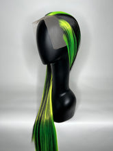Load image into Gallery viewer, BEETLEJUICE Custom Colored Lace Front Wig (Large Cap, 13x3 Lace Front, Black w/Neon Green Hi Lights) MADE TO ORDER