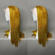 Load image into Gallery viewer, VALOR ORO Custom Colored Lace Front Wig (Medium Cap, Gold Tinsel, 24 inch length) READY TO SHIP