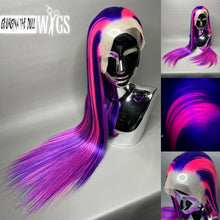 Load image into Gallery viewer, CHESHIRE Custom Colored Lace Front Wig (Large Cap, 13x3 Lace Front, Violet w/Neon Pink Hi Lights) MADE TO ORDER