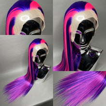 Load image into Gallery viewer, CHESHIRE Custom Colored Lace Front Wig (Large Cap, 13x3 Lace Front, Violet w/Neon Pink Hi Lights) MADE TO ORDER