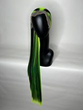 Load image into Gallery viewer, BEETLEJUICE Custom Colored Lace Front Wig (Large Cap, 13x3 Lace Front, Black w/Neon Green Hi Lights) MADE TO ORDER