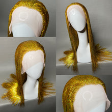 Load image into Gallery viewer, VALOR ORO Custom Colored Lace Front Wig (Medium Cap, Gold Tinsel, 24 inch length) READY TO SHIP
