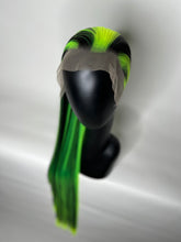 Load image into Gallery viewer, BEETLEJUICE Custom Colored Lace Front Wig (Large Cap, 13x3 Lace Front, Black w/Neon Green Hi Lights) MADE TO ORDER