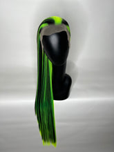 Load image into Gallery viewer, BEETLEJUICE Custom Colored Lace Front Wig (Large Cap, 13x3 Lace Front, Black w/Neon Green Hi Lights) MADE TO ORDER