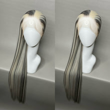 Load image into Gallery viewer, SILVER BELLE Custom Colored Lace Front Wig (Large Cap, Grey w/Platinum Blonde Hi Lights, 40 inch length) READY TO SHIP