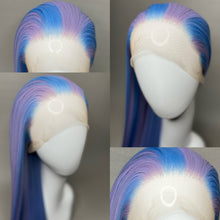 Load image into Gallery viewer, TWINKLE Custom Colored Lace Front Wig (Large Cap, Lavender w/Pastel Blue Hi Lights, 40 inch length) READY TO SHIP