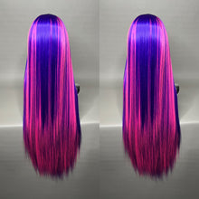 Load image into Gallery viewer, CHESHIRE Custom Colored Lace Front Wig (Large Cap, 13x3 Lace Front, Violet w/Neon Pink Hi Lights) MADE TO ORDER