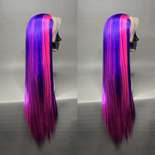Load image into Gallery viewer, CHESHIRE Custom Colored Lace Front Wig (Large Cap, 13x3 Lace Front, Violet w/Neon Pink Hi Lights) MADE TO ORDER