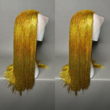 Load image into Gallery viewer, VALOR ORO Custom Colored Lace Front Wig (Medium Cap, Gold Tinsel, 24 inch length) READY TO SHIP