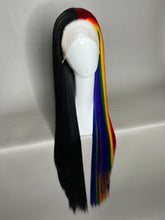 Load image into Gallery viewer, COLOR MAGIC Custom Colored Lace Front Wig (Large Cap, 13x3 Lace Front, Half Black/Rainbow) MADE TO ORDER