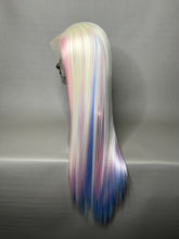 Load image into Gallery viewer, TRANSCEND Custom Colored Lace Front Wig (Large Cap, 13x3 Lace Front, White w/Pastel Pink & Pastel Blue Low Lights) MADE TO ORDER