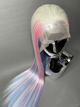 Load image into Gallery viewer, TRANSCEND Custom Colored Lace Front Wig (Large Cap, 13x3 Lace Front, White w/Pastel Pink & Pastel Blue Low Lights) MADE TO ORDER