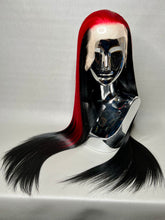 Load image into Gallery viewer, BLOODY MARY Custom Colored Lace Front Wig (Large Cap, Black w/Red Skunk Hi Light, 26 inch length) READY TO SHIP