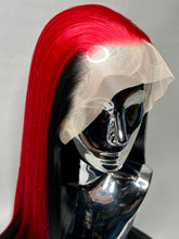 Load image into Gallery viewer, BLOODY MARY Custom Colored Lace Front Wig (Large Cap, Black w/Red Skunk Hi Light, 26 inch length) READY TO SHIP