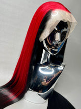 Load image into Gallery viewer, BLOODY MARY Custom Colored Lace Front Wig (Large Cap, Black w/Red Skunk Hi Light, 26 inch length) READY TO SHIP