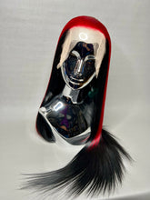 Load image into Gallery viewer, BLOODY MARY Custom Colored Lace Front Wig (Large Cap, Black w/Red Skunk Hi Light, 26 inch length) READY TO SHIP