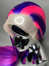 Load image into Gallery viewer, CHESHIRE Custom Colored Lace Front Wig (Large Cap, Violet w/Neon Pink Hi Lights, 26 inch length) READY TO SHIP